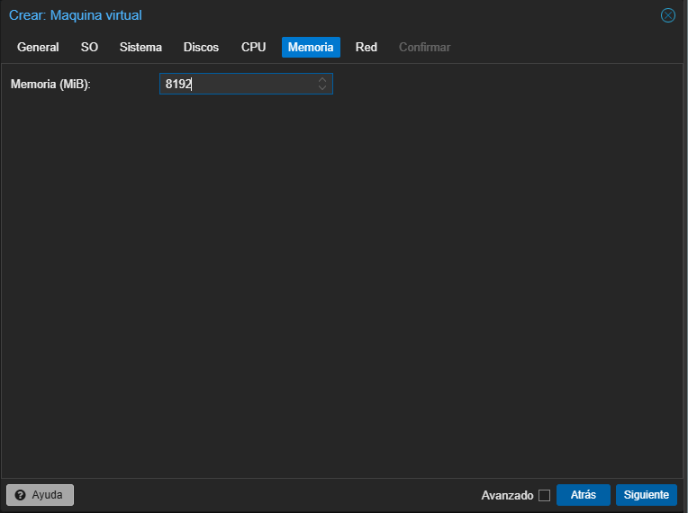 Interfaz de proxmox