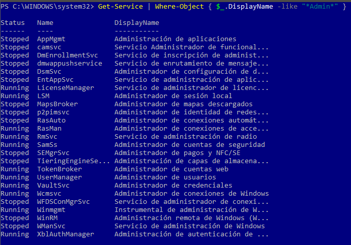 Servicios de administración del equipo