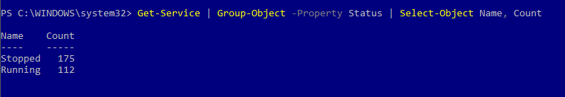 Servicios agrupados por su estado en Windows