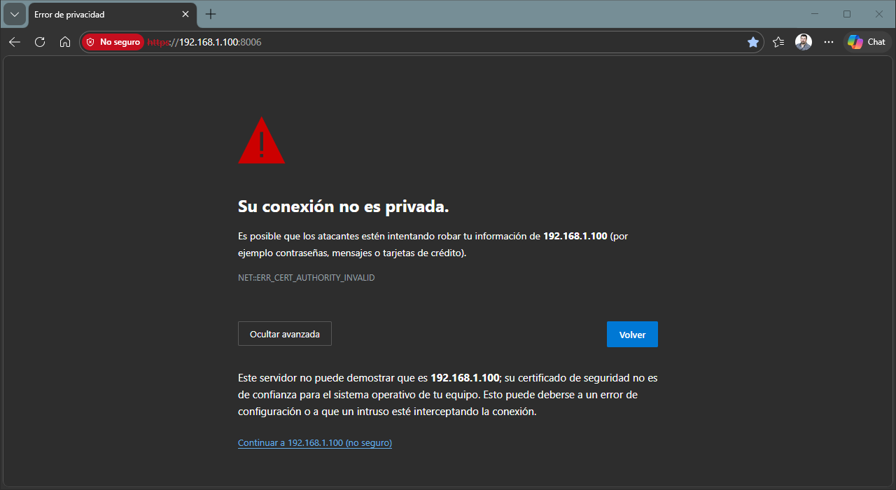 Error de privacidad - Personal: Microsoft
Edge